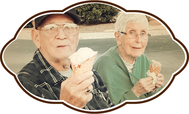 Old couple enjoying ice-cream